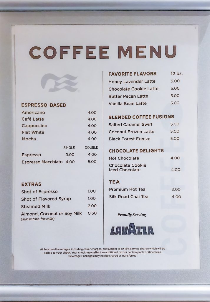 International Cafe coffee menu