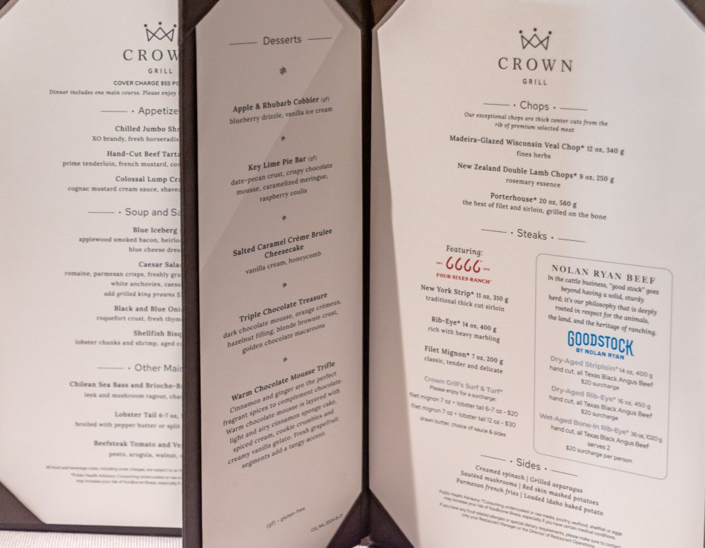 Crown Grill menu