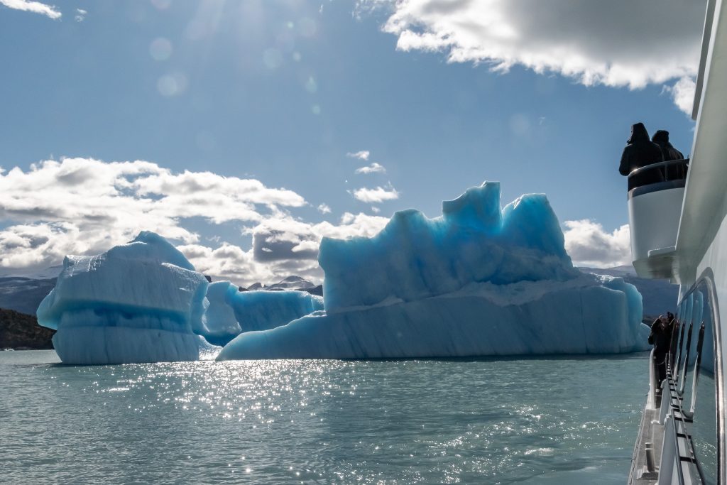 Our tour boat get close to an iceberg