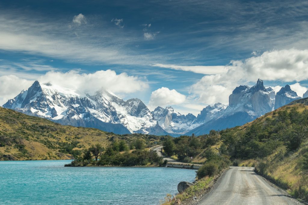 Driving through Torres del Paine
