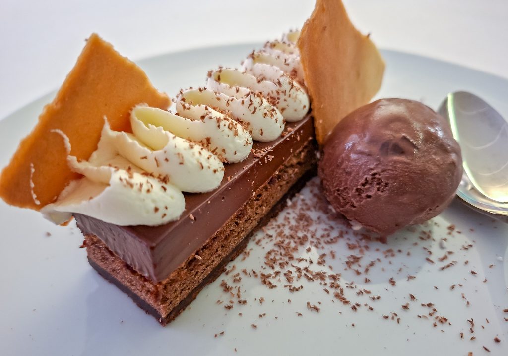 Chocolate dessert at dinner