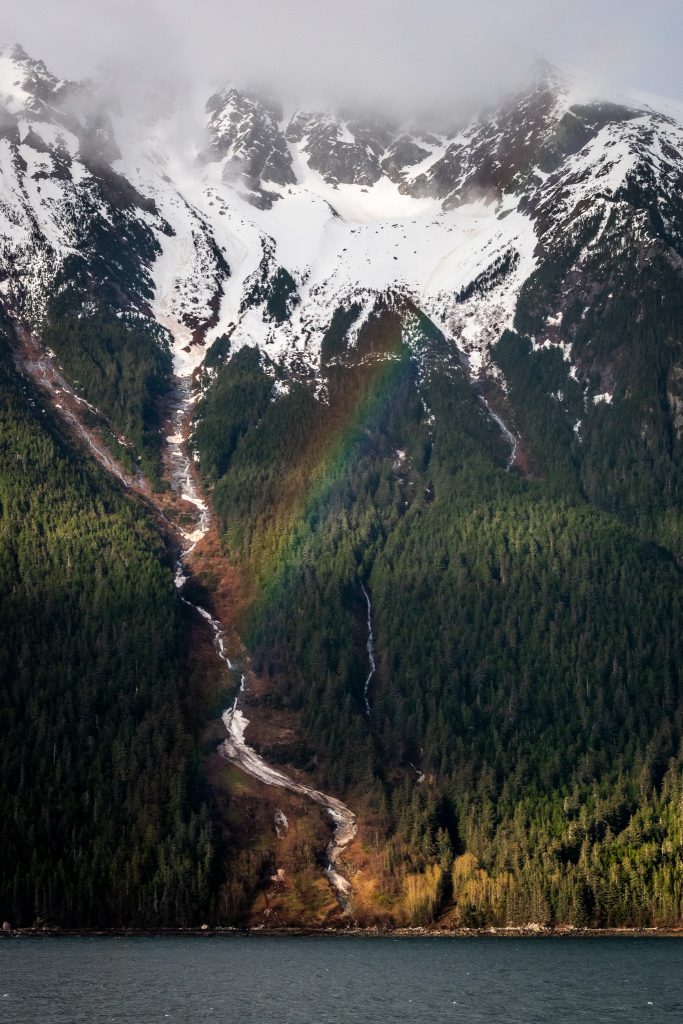 A rainbow bids us good-bye as we head toward Juneau