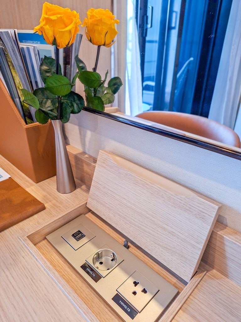 Outlets in the desk