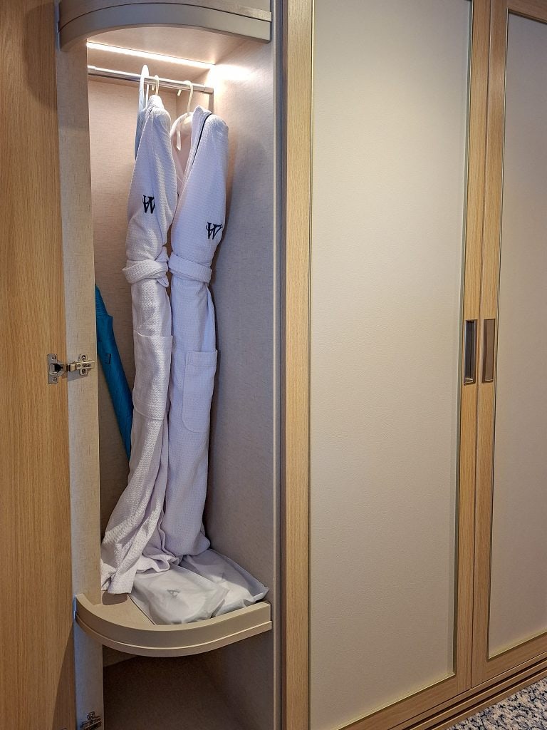 One section of my closet with Windstar robes and slippers