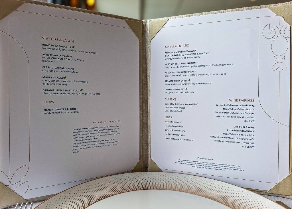 Sample Amphora dinner menu
