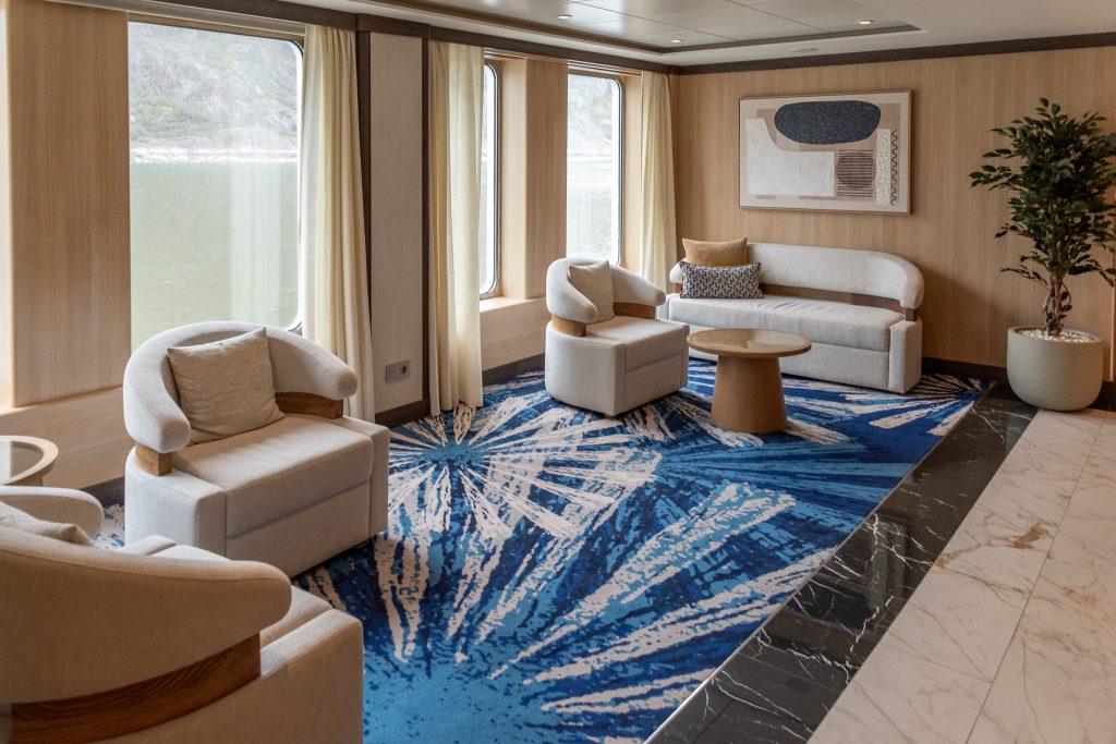 comfy seating in The Landing with big window views