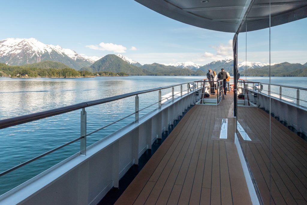 The outdoor deck in front of the Yacht Club was a popular spot, especially on nice weather days