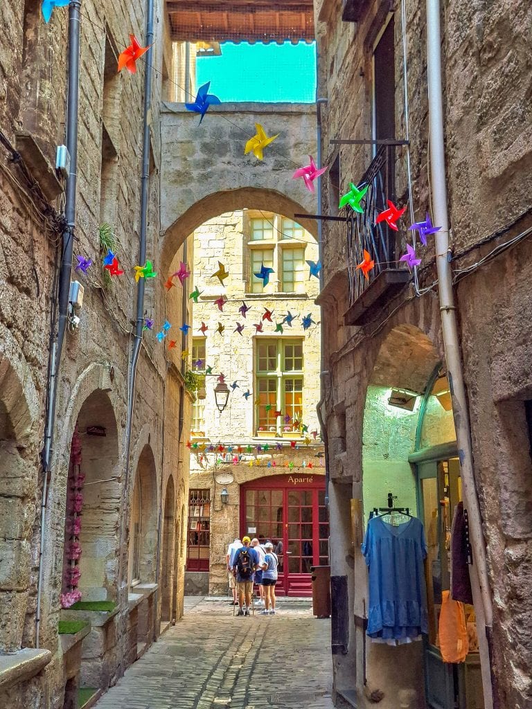 One of the many narrow cobbled lanes in Pezenas