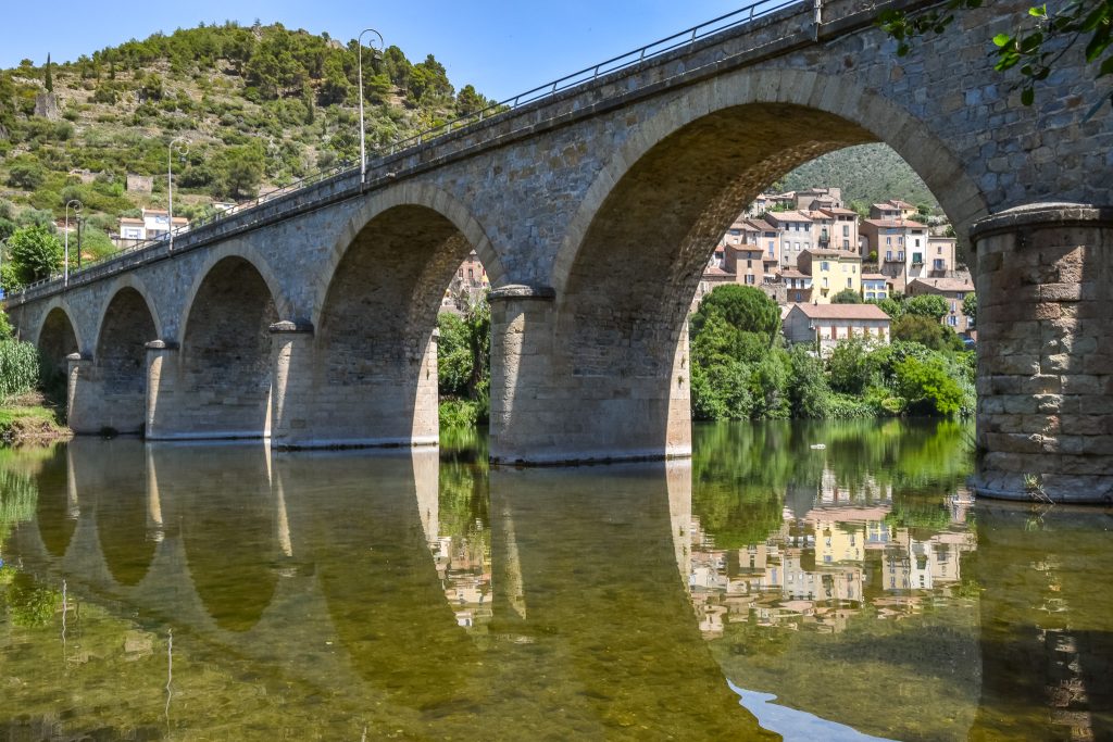Bridge reflection on the Orb River at Roquebrune