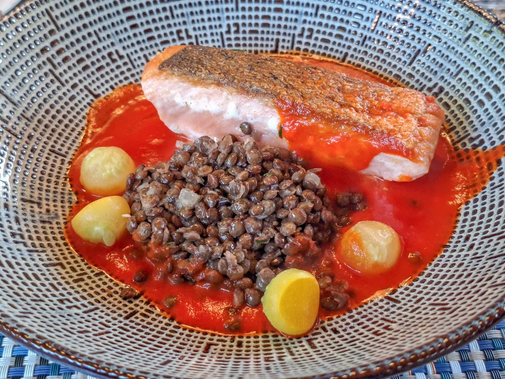 Salmon with lentils and fennel