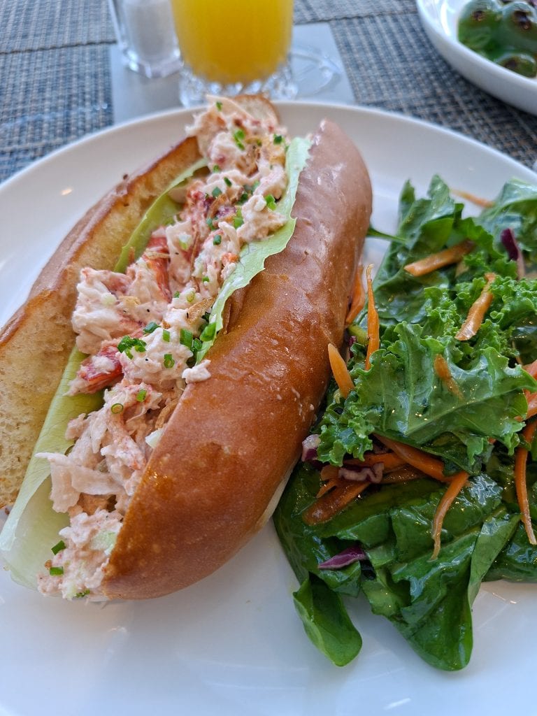 Lobster roll at the Yacht Club grill