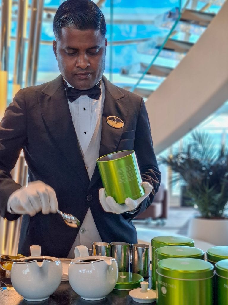 Butler preparing our tea