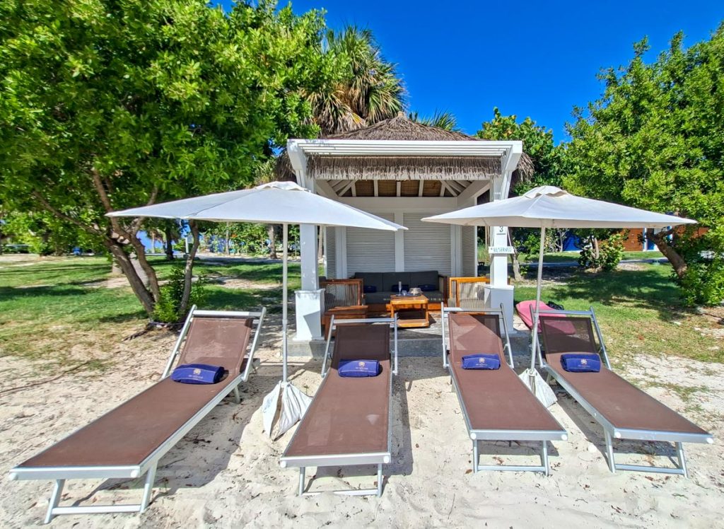 Beach cabana for Yacht Club guests on MSC Ocean Cay